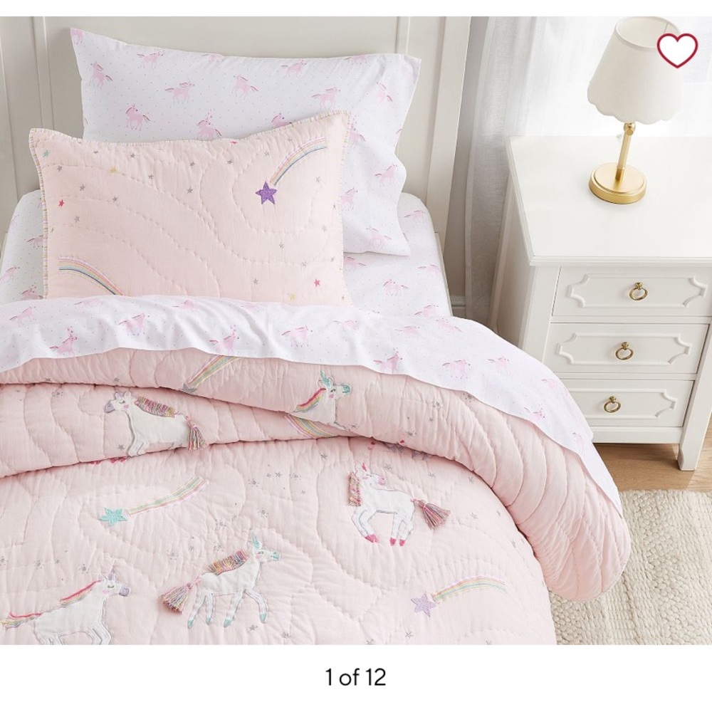 Pottery Barn Kids Rainbow Unicorn Toddler Quilt